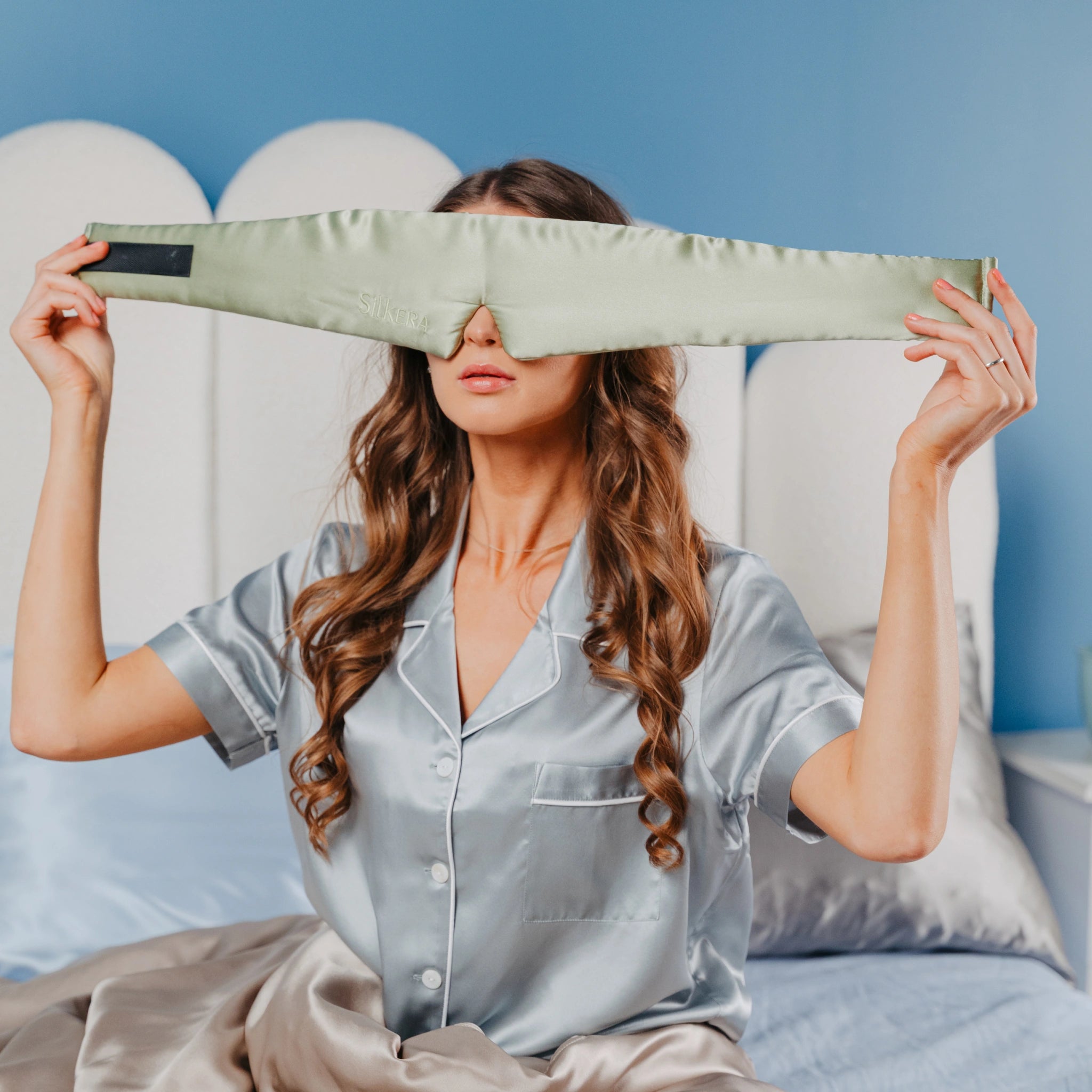 šilkine miego kaukė žalsva