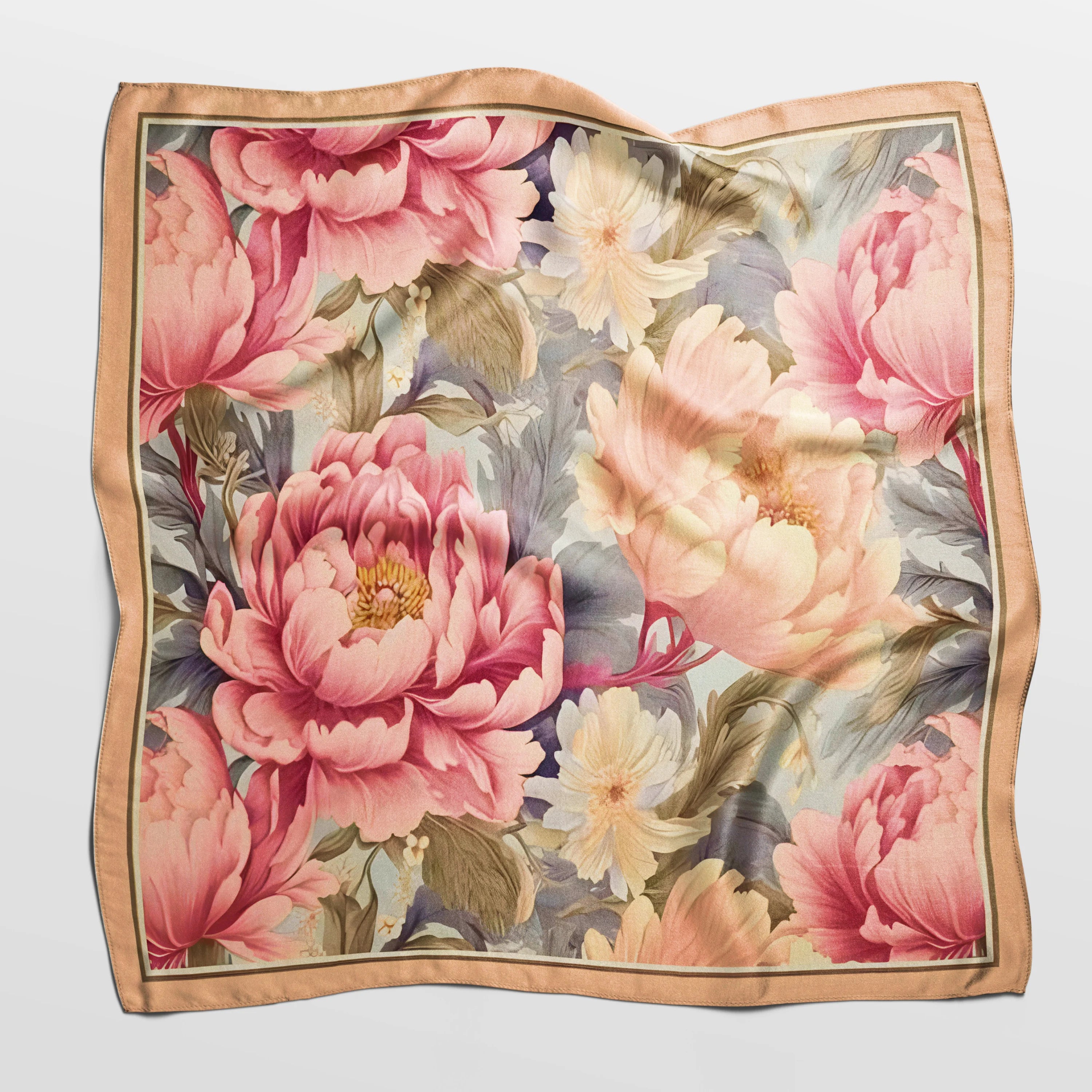 Šilkinė skarelė gėlės