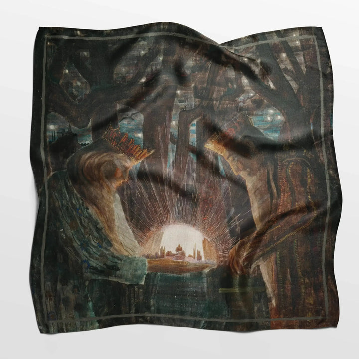 Šilkinė skarelė su M. K. Čiurlionio paveikslu „Karalių pasaka“