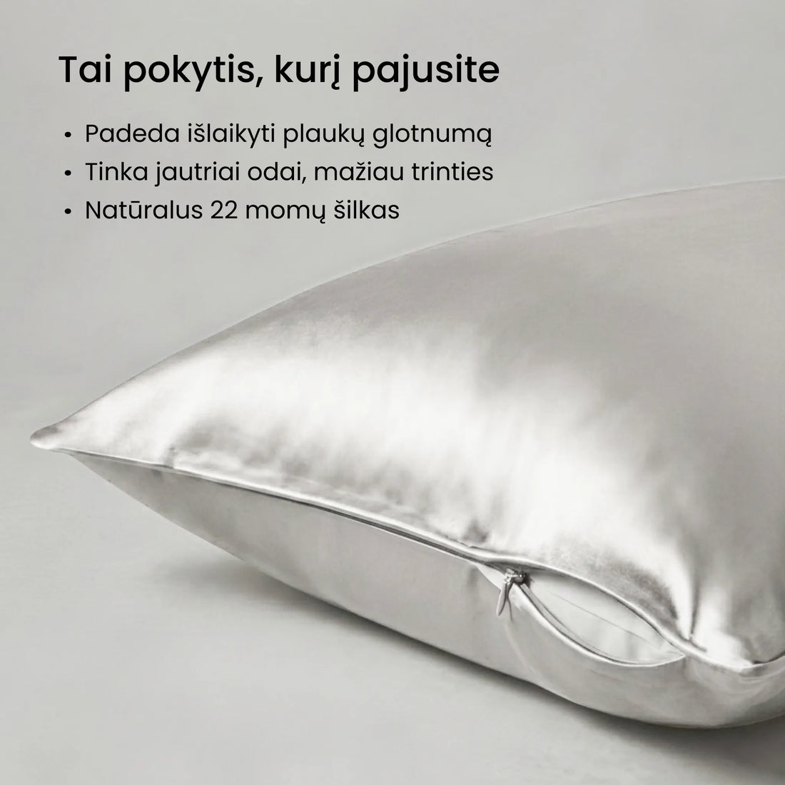 šilkinės pagalvės užvalkalas šilko pagalvės užvalkalai Silkera sidabrinis