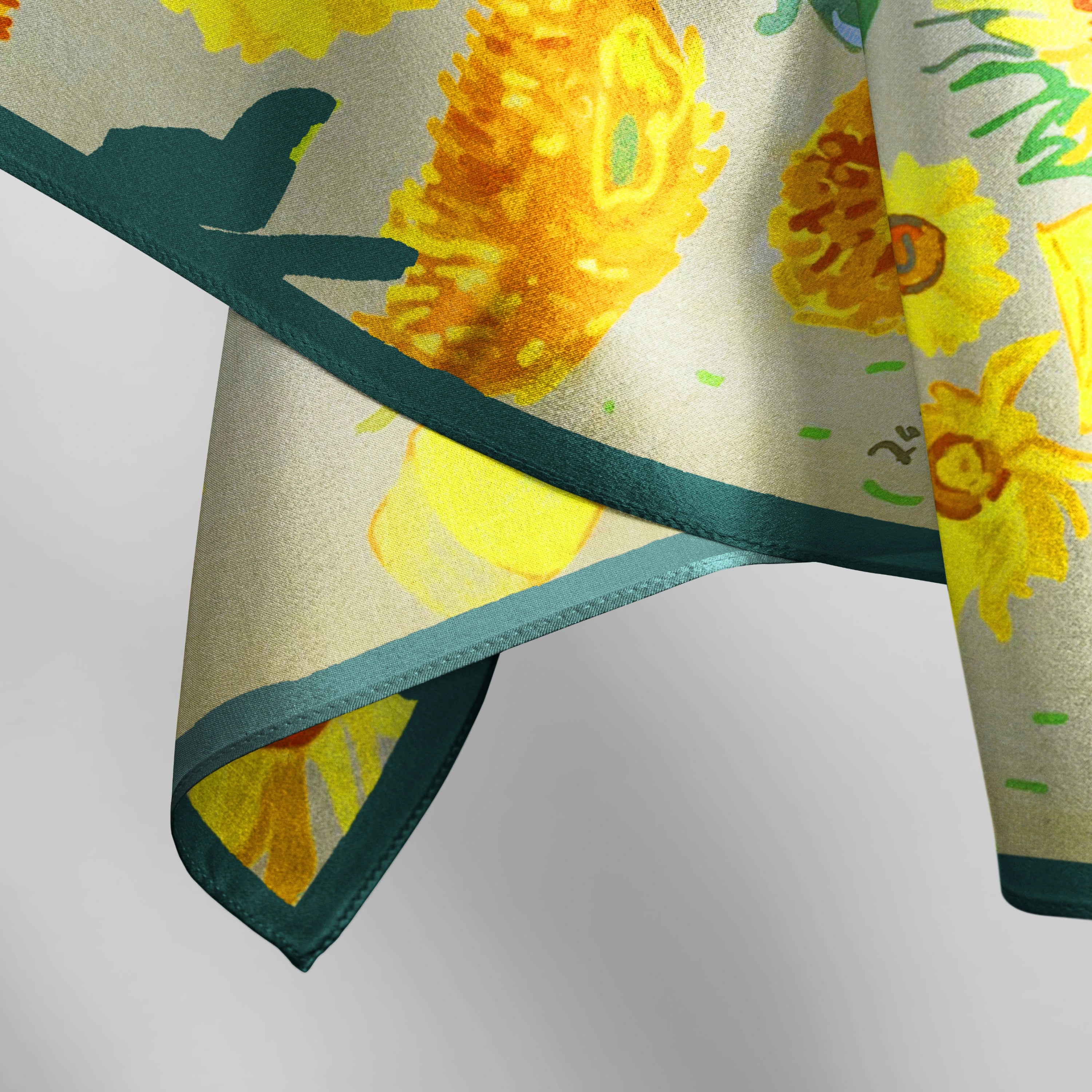 šilko skarelė saulėgrąža